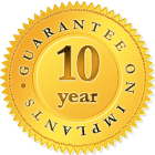 10 year guarantee on implants
